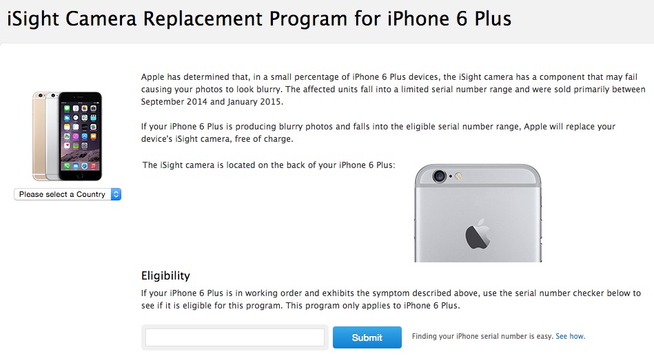 free iphone camera replacement program