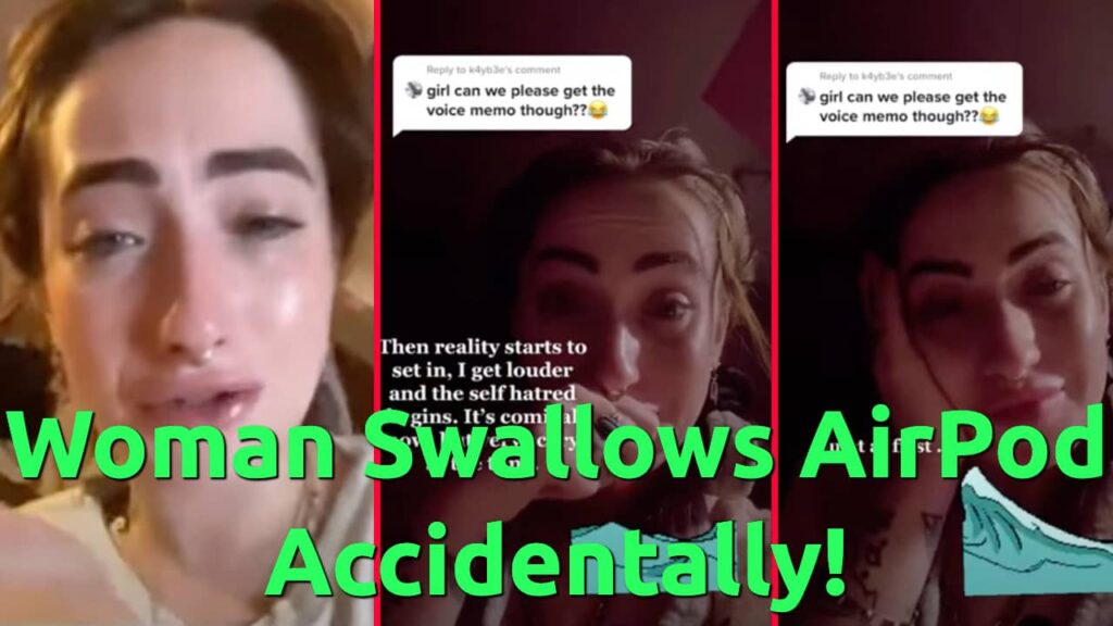 woman swallows airpods