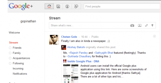 Google plus stream