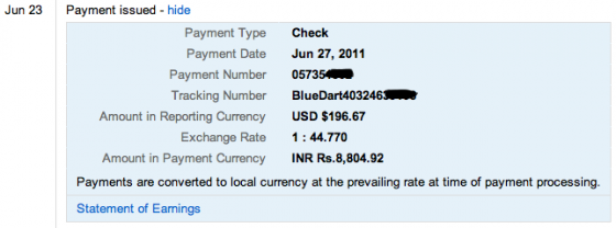 google adsense cheque