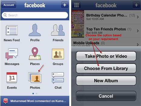 facebook upload from iphone