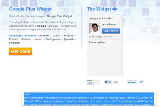 google plus widget