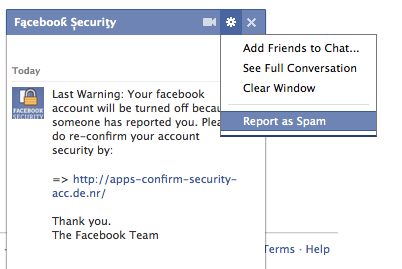 facebook security spam