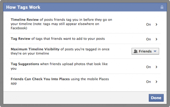 facebook timeline tags
