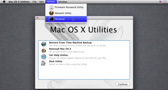 os x utilities restore