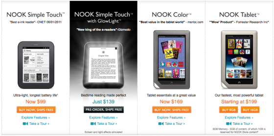 nook ebook readers