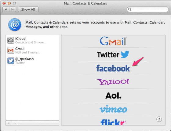 Update Twitter and Facebook Contacts on OS X