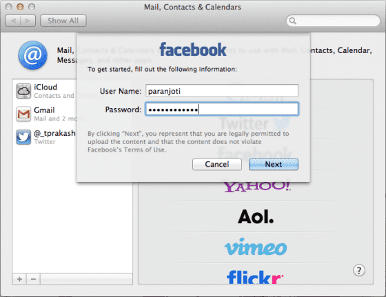 Update Twitter and Facebook Contacts on OS X