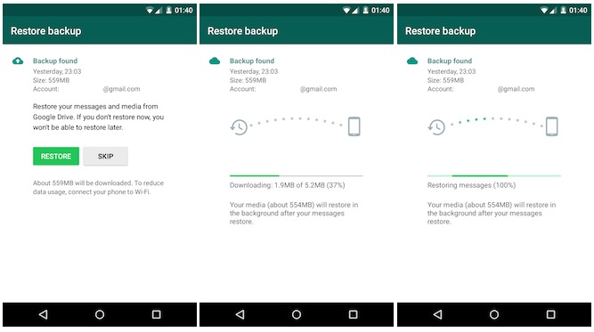 how to download whatsapp backup from onedrive to android