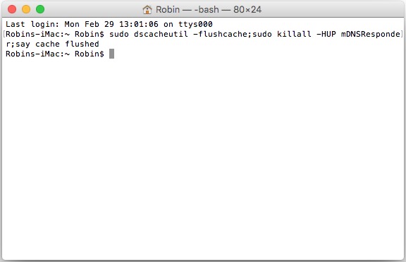 flush dns cache mac os x el capitan