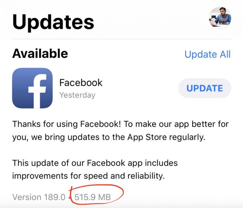 facebook ios update problem