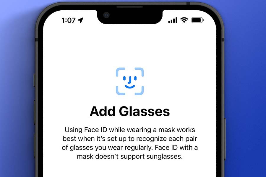 add glasses on face id with mask iphone