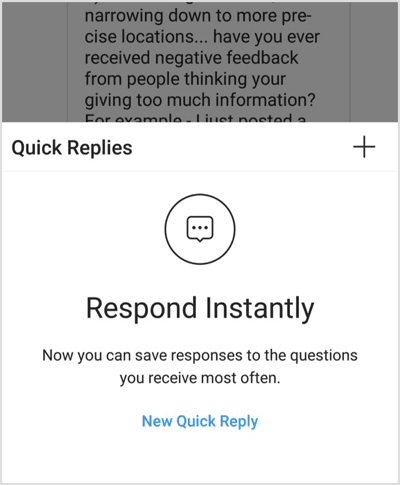 instagram saved replies iphone