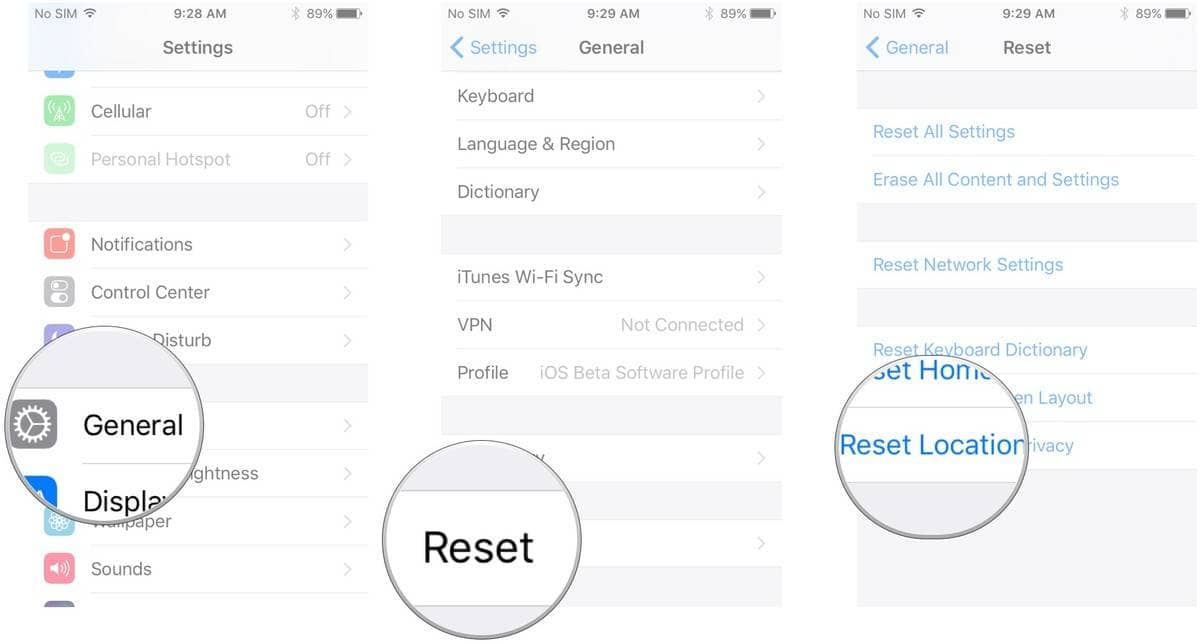 iphone ipad reset location and privacy settings
