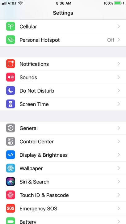 iphone settings app