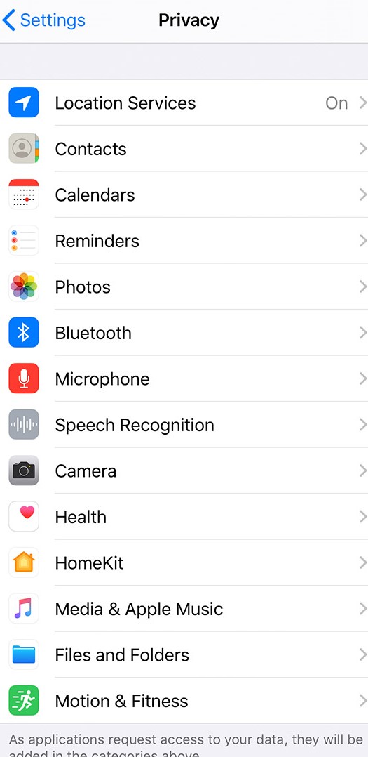 iphone settings privacy