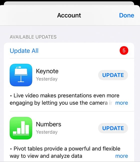 appstore app updates