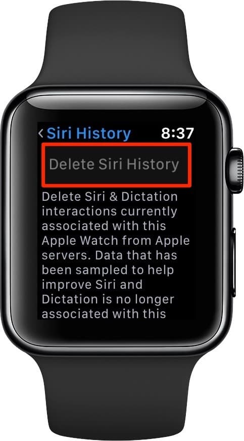 delete siri history apple watch