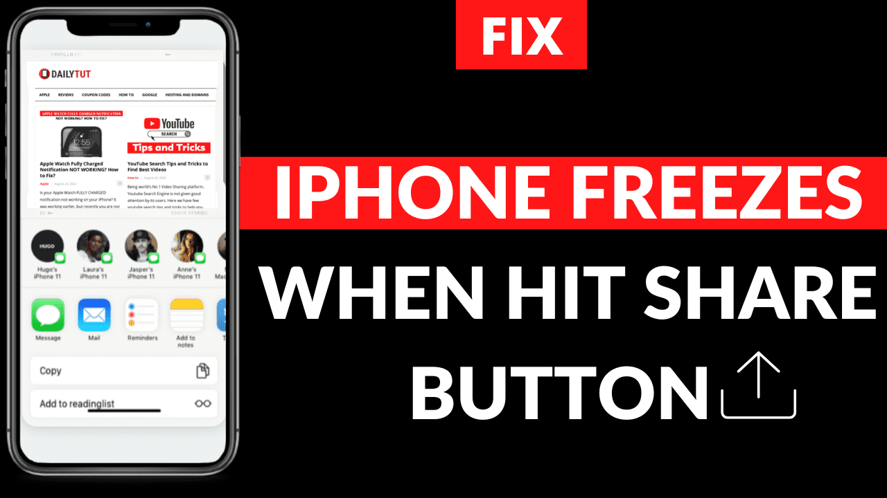 iphone freezes when trying share