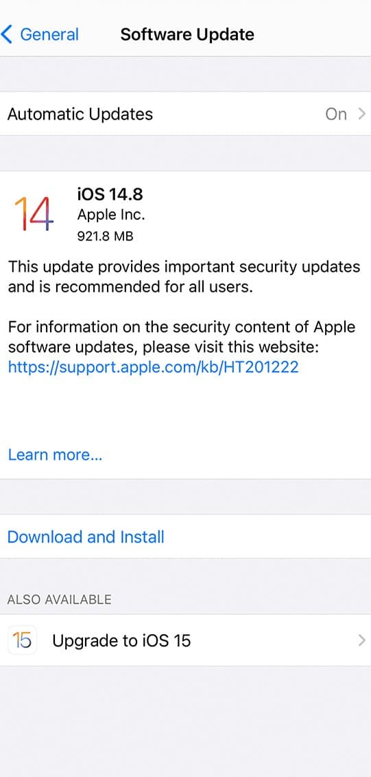 iphone update available notification