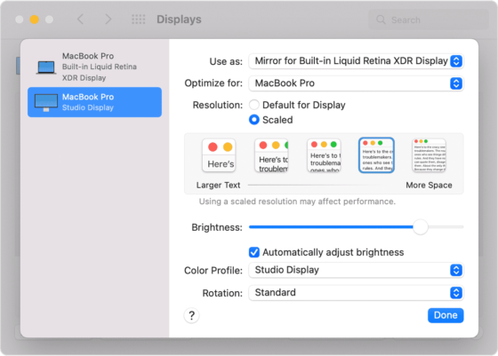apple mac display settings