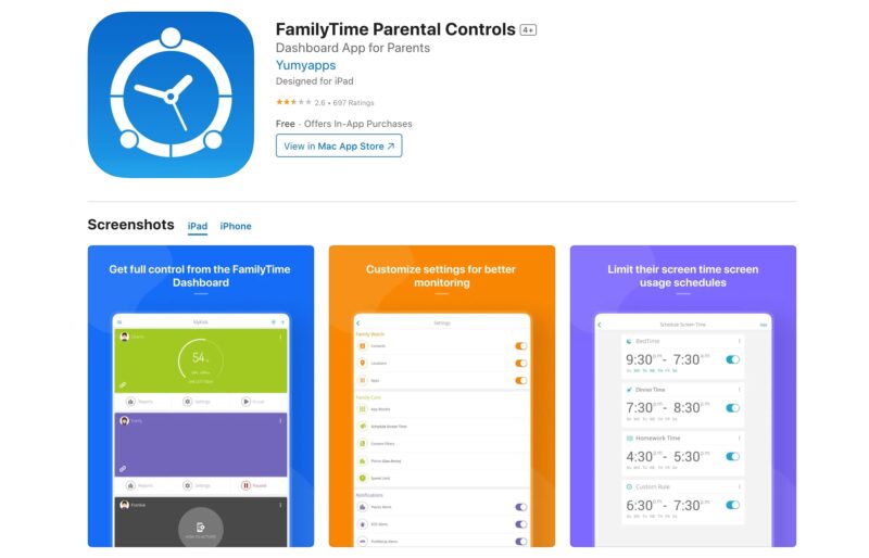 Familytime Parental Control iPhone App